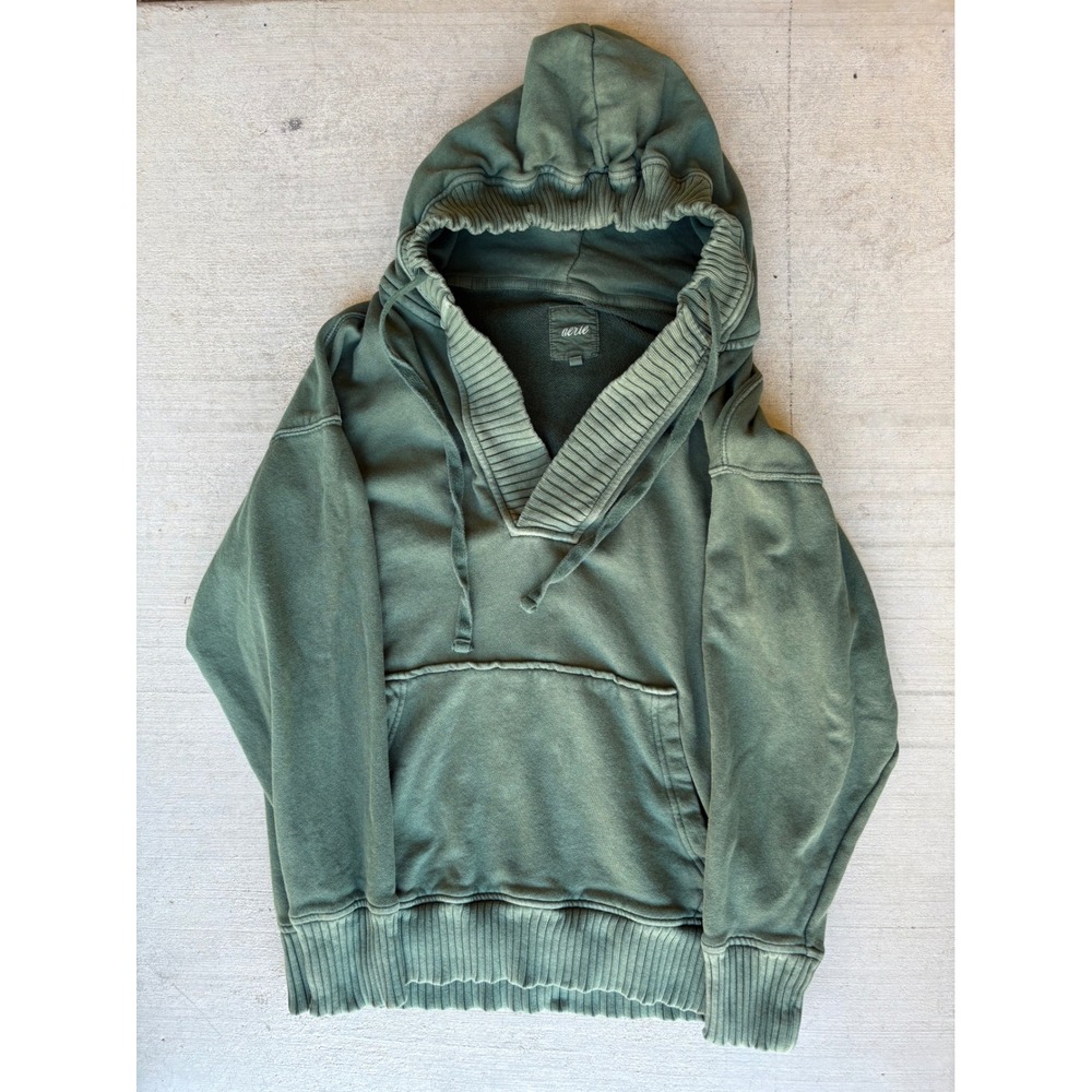 Aerie Pullover Hoodie Sweatshirt Kangaroo Pocket Comfy Green Medium